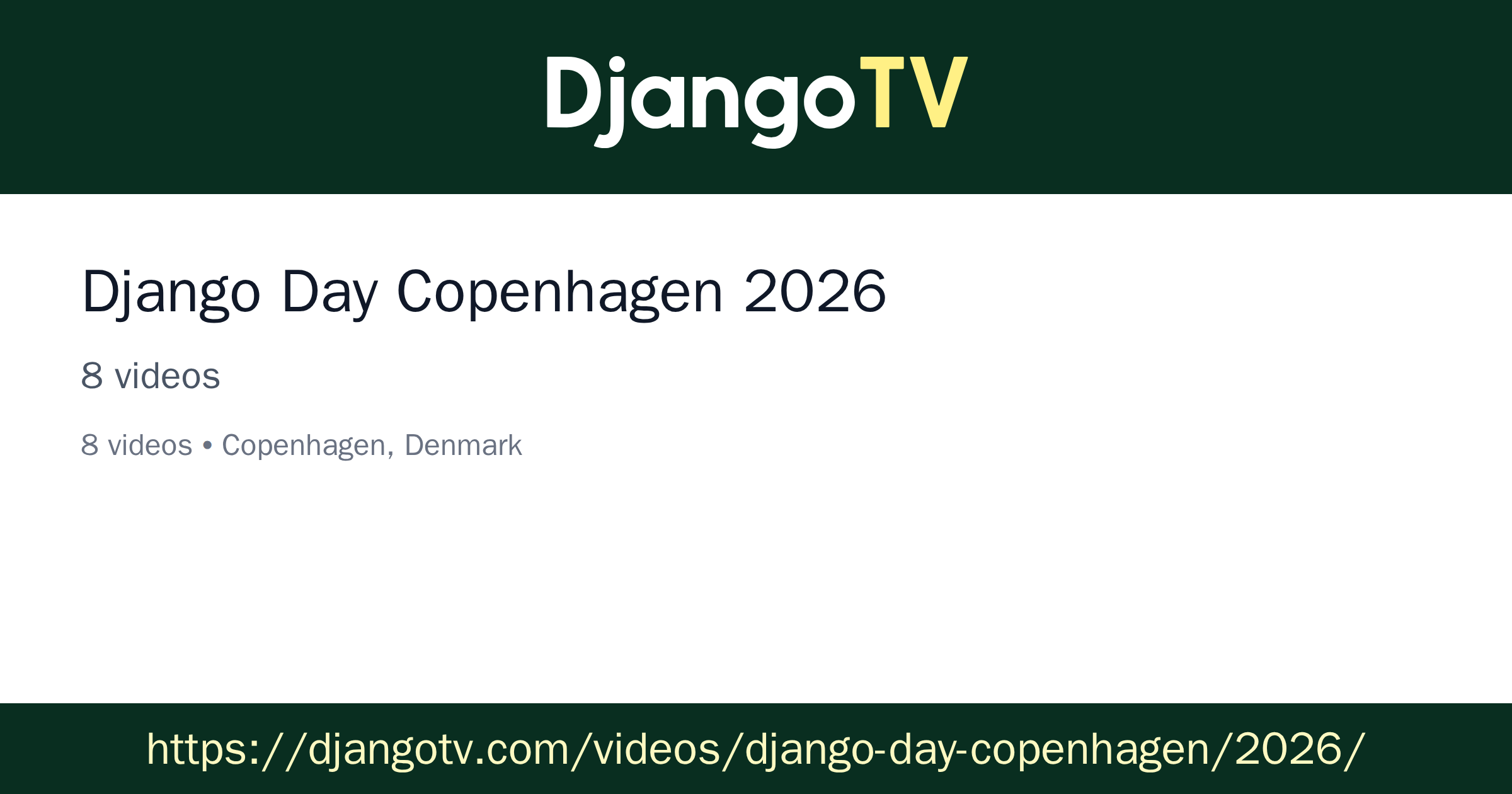 Django Day Copenhagen 2026 on DjangoTV